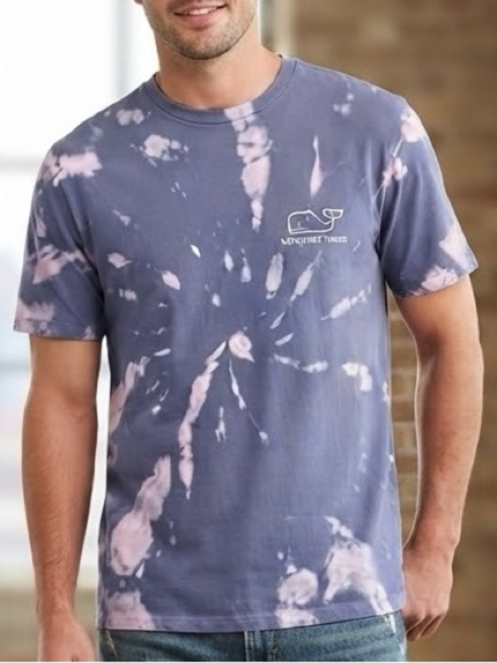 Vineyard Vines Tie Dye Purple Pink Whale Logo Short Sleeve T-Shirt Size S